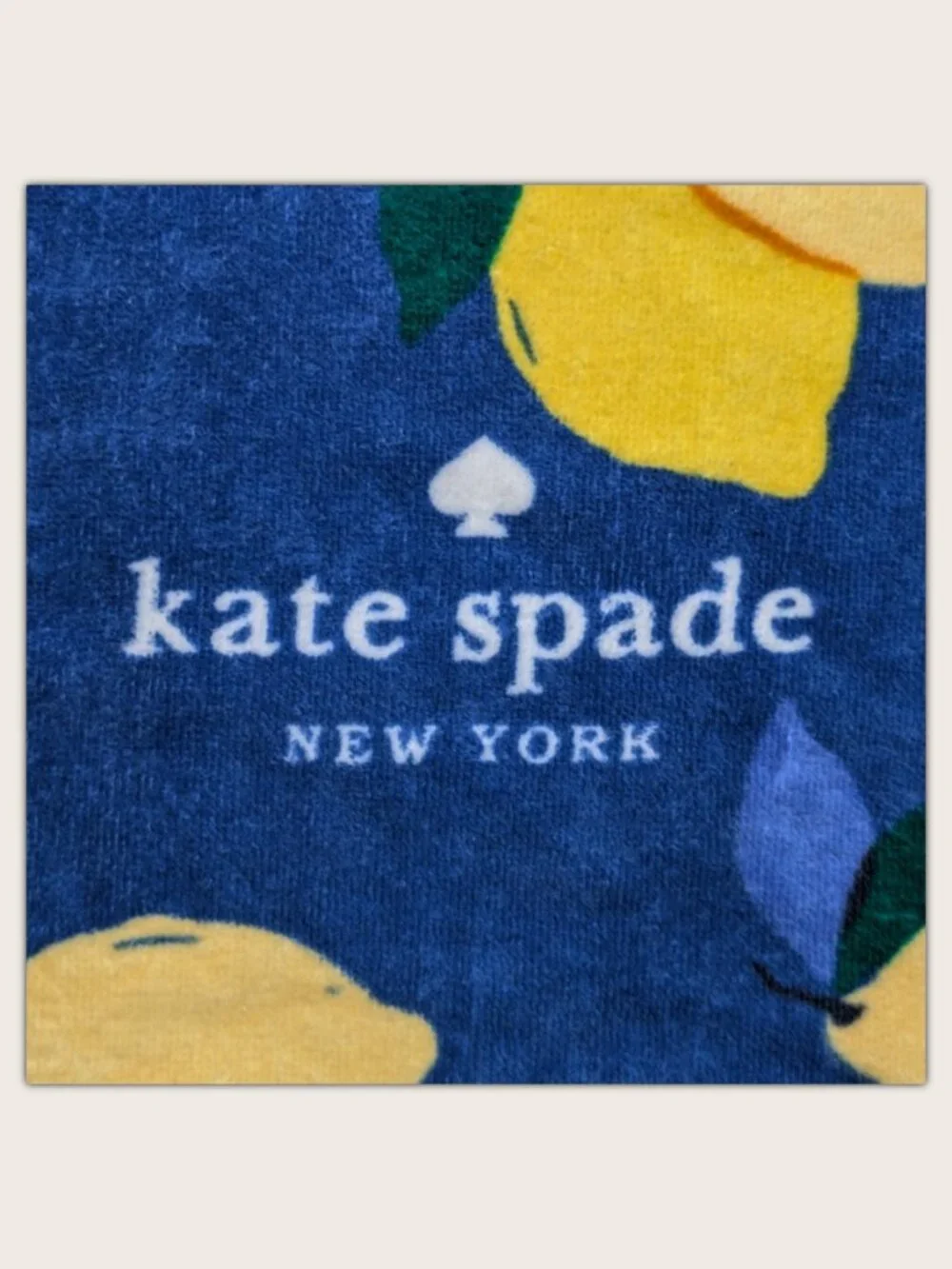 NWT Kate Spade New York Beach Towel-Yellow Lemons on Blue Background-100% Cotton